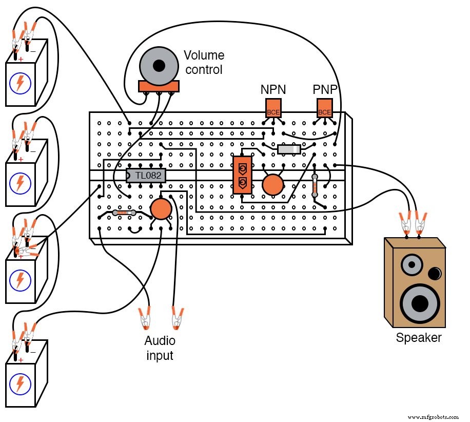 Construction d un amplificateur audio push-pull classe B haute performance avec AO TL082