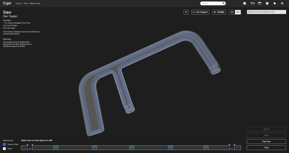 Scie à métaux fibre de carbone : outil léger imprimé sur Markforged Mark Two
