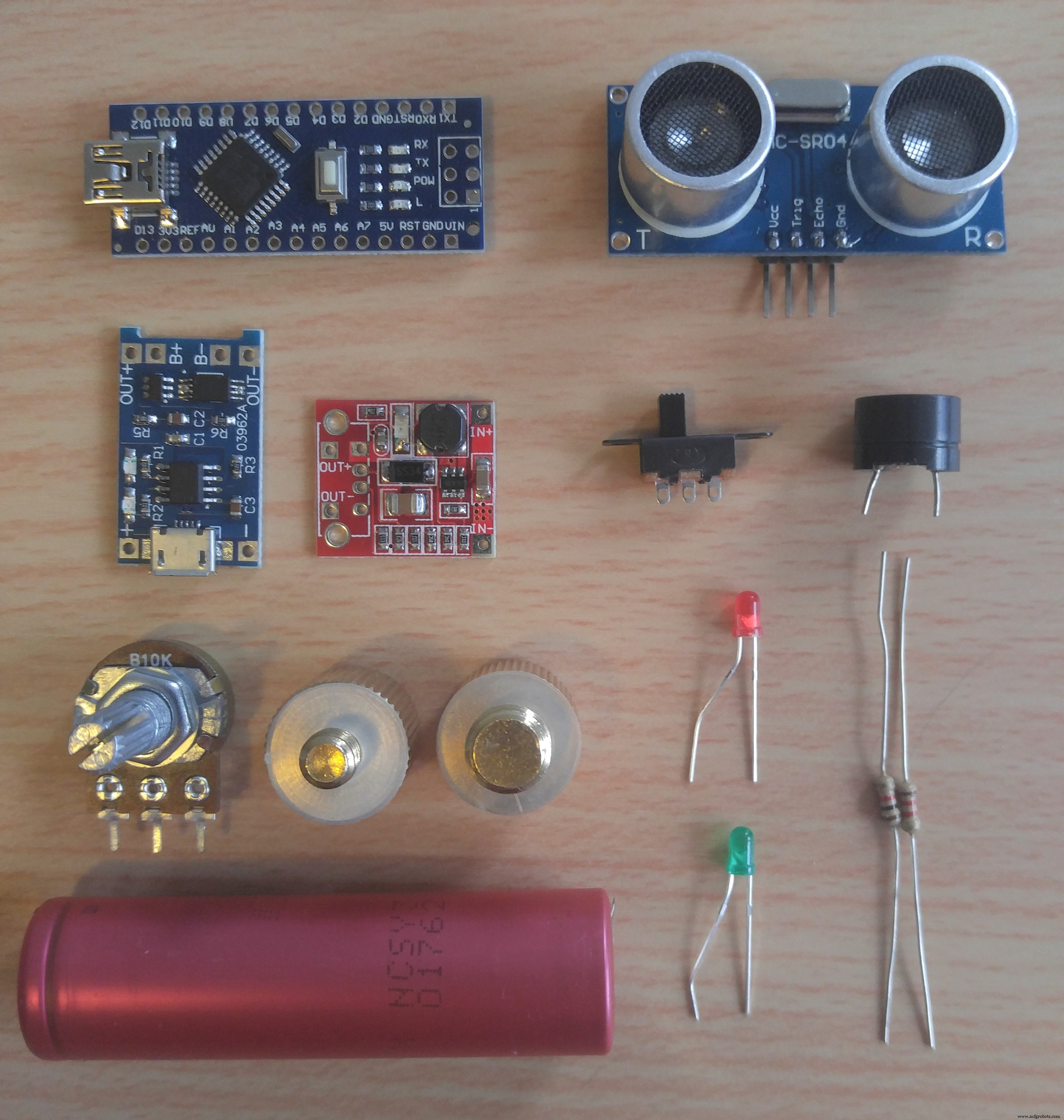 Détecteur de distance portable – Kit DIY Arduino Nano avec HC-SR04, alimentation 18650 et boîtier imprimé 3D