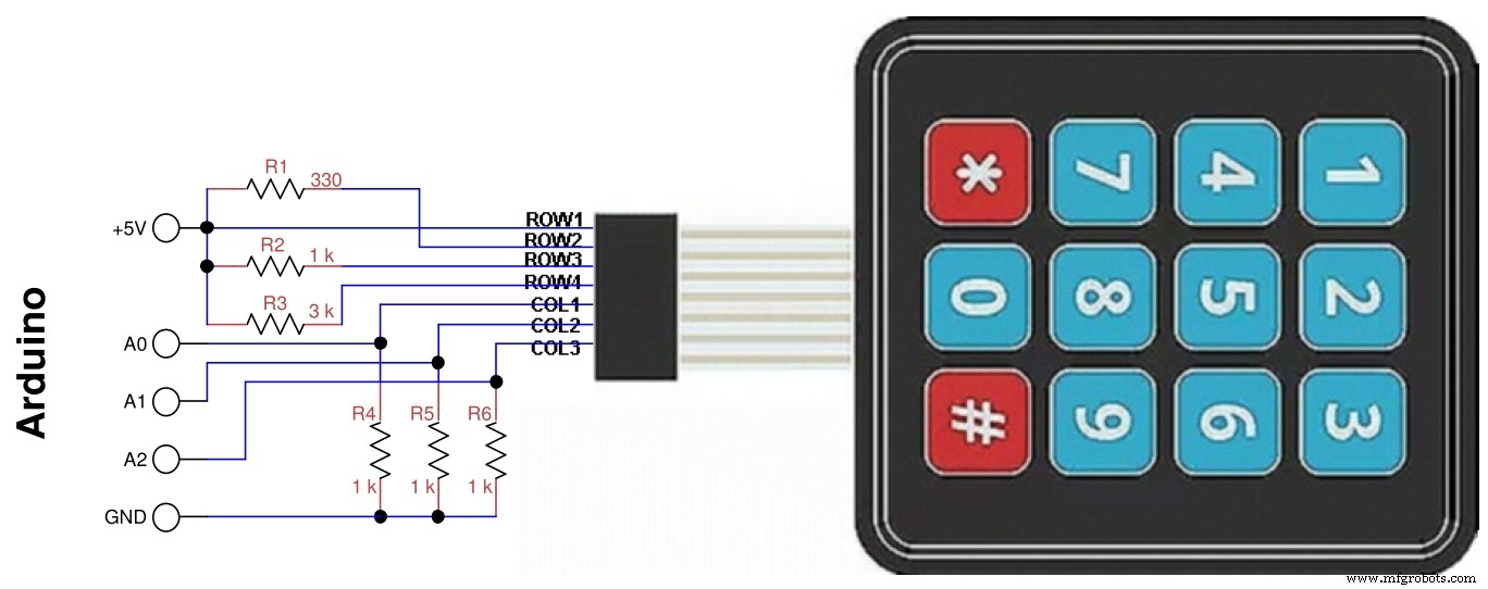 Économisez les broches Arduino : clavier 4×3 sur 3 entrées analogiques
