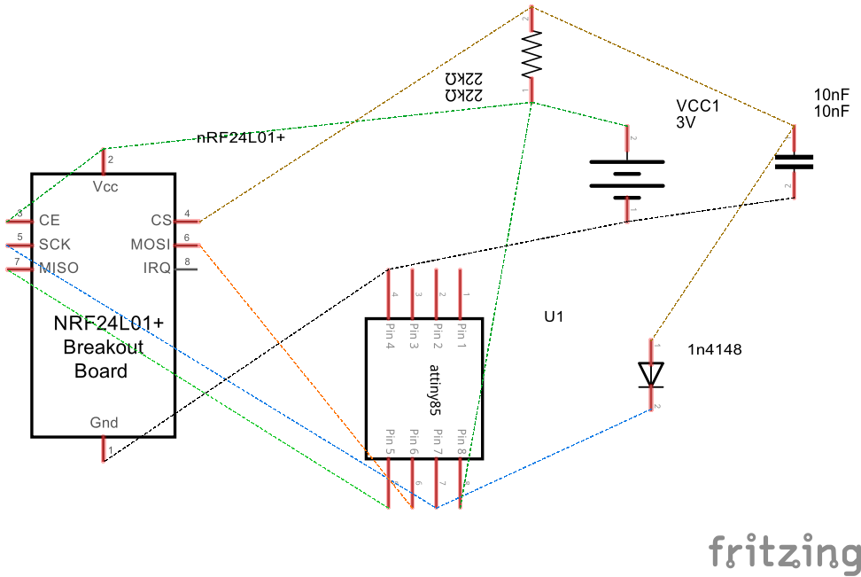 Transmission sans fil de capteur 3 broches avec nRF24L01+ et ATtiny85