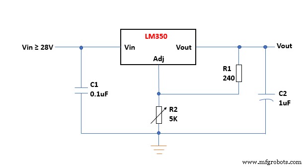 Régulateur de Tension LM350 : Guide Complet et Configuration des Broches